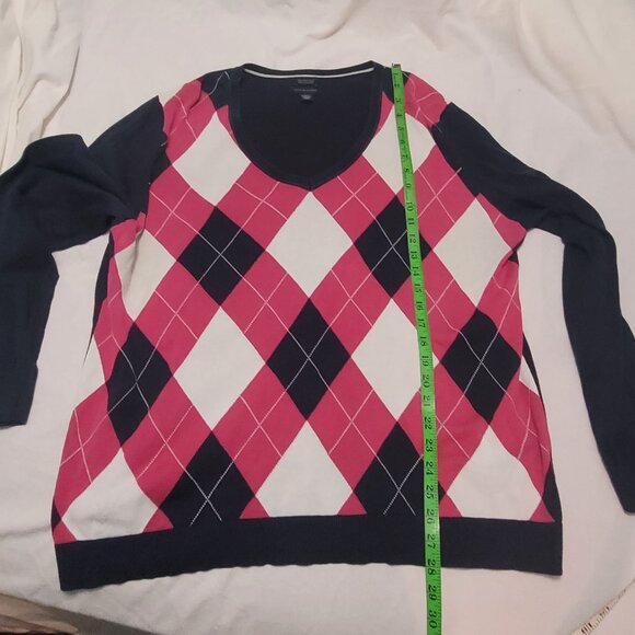 LOT OF 2 TOMMY HILFIGER LIGHTWEIGHT 100% PIMA COTTON ARGYLE SWEATERS EUC 2X XXL - Picture 5 of 14